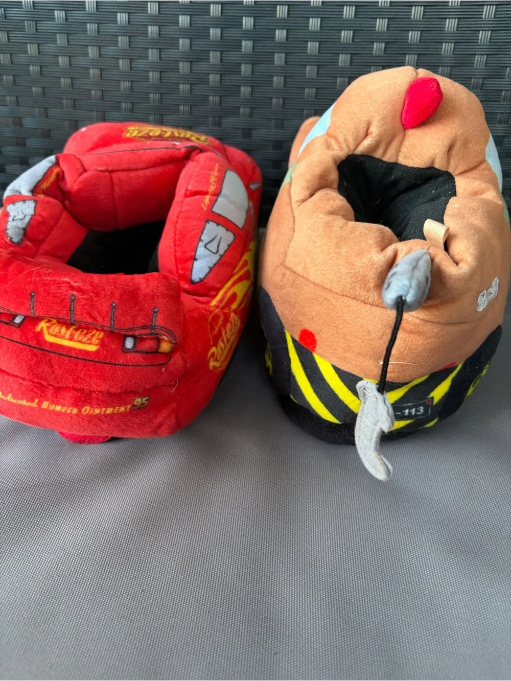 Cars Lightning McQueen & Mater Plush Kids Slippers - Red & Brown